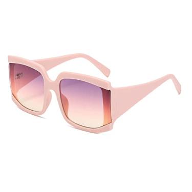 Imagem de Óculos de sol quadrado grande branco rosa para mulheres moda armação grande gradiente óculos de sol feminino uv400 sombra preto, rosa, um