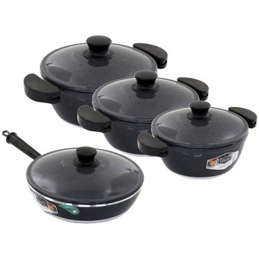 Imagem de Kit 3 Panelas + Frigideira Gulê Alumínio 4 Peças Grafite