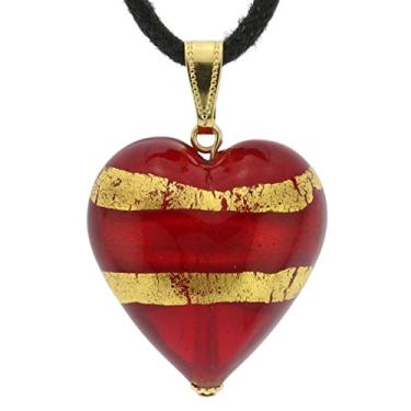 Imagem de Pingente de coração GlassOfVenice Murano de vidro - vermelho e dourado, Vidro, Cristal