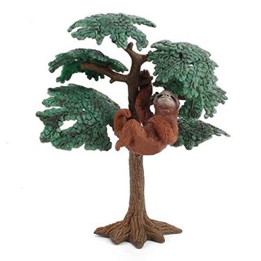 Imagem de Estatueta de preguiça realista de plástico preguiça estatueta de animal selvagem e estatueta de árvore para coleção de decoração de mesa, pacote com 2