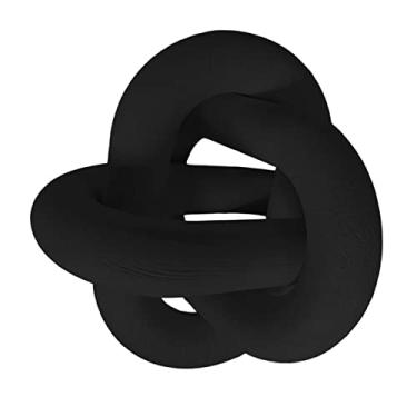 Imagem de Gralara Decoração de elo de corrente de madeira, ornamentos de decoração de nó de madeira rústica, corrente de madeira rústica para quarto, casa de, PRETO