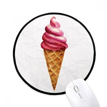 Imagem de DIYthinker Tapete de mouse vermelho aquarela doce sorvete desktop escritório tapete redondo para computador