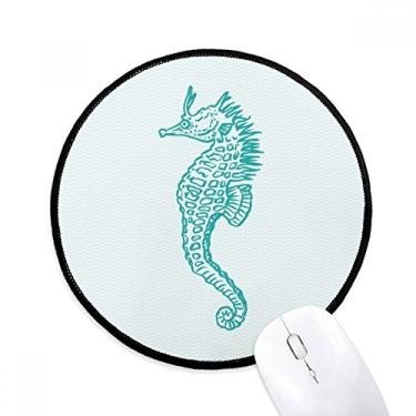 Imagem de DIYthinker Hippocampus Marine Life Padrão Azul Mouse Pad Desktop Office Tapete Redondo para Computador