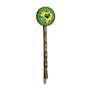 Imagem de Tipos de cabelo em metal retrô com mapas do Brasil em formato de coração