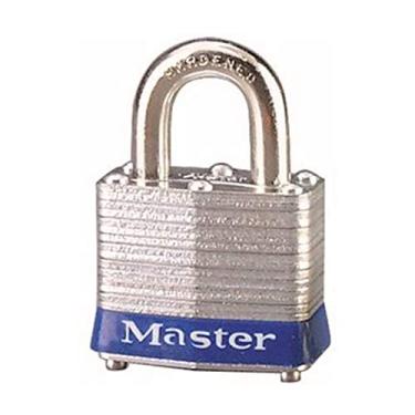 Imagem de Master Lock Cadeado de segurança com bloqueio de aço laminado 3BLU com chave