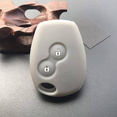Imagem de YJADHU Capa de chave de carro de silicone, capa de chave remota, apto para Renault 2 botões Kangoo Dacia Scenic Megane Sandero Captur Twingo Modus, cinza