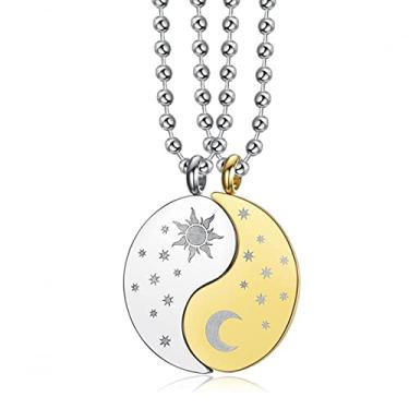 Imagem de CNBPIC Casal Sol Lua Star Charm Colares Para Casal Joias Aço Inoxidável Amizade Presente