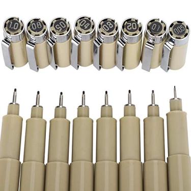 Imagem de Canetas de delineador fino de 8 peças, forros Lápis de linha fina de plástico de estilo japonês Canetas de plástico de recarga pretas Canetas de pigmento de recarga pretas