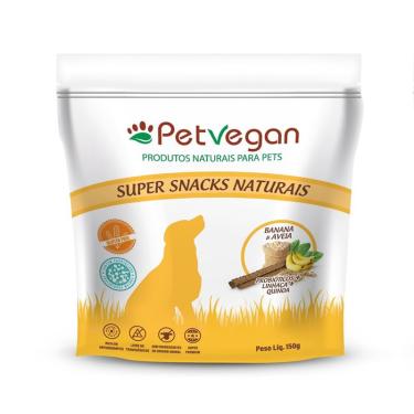 Imagem de Petisco Super Snacks Naturais com Probióticos PetVegan Banana e Aveia para Cães 150g