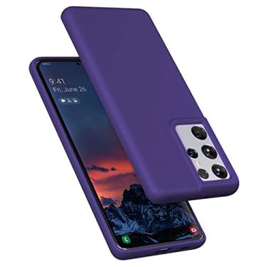Imagem de E Segoi Capa projetada para Galaxy S21 Ultra, capa à prova de choque de borracha gel de silicone líquido, almofada de forro de pano de microfibra macia compatível com Galaxy S21 Ultra 5G de 6,8