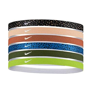 Imagem de Nike Faixas de cabelo Dri-FIT estampadas, pacote com 6, unissex, antiderrapantes de silicone (9521)