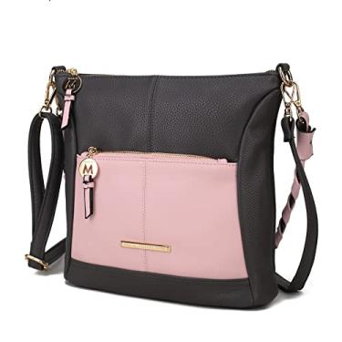 Imagem de MKF Bolsas transversais femininas – Couro PU – Bolsa mensageiro lateral média sobre o ombro, Nala Cb Charcoal-blush