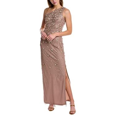 Imagem de Adrianna Papell Vestido feminino com contas de um ombro só, Pedra, 48