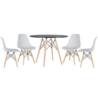 Imagem de Loft7, KIT - Mesa Eames 100 cm preto + 4 cadeiras Eames DSW cinza claro