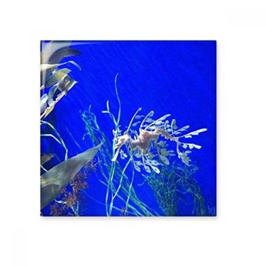 Imagem de Azulejo de cerâmica com água profunda do oceano azul hipocampo decalque brilhante pedra adornada tijolo vitrificado