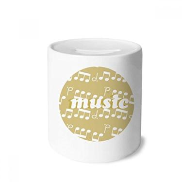 Imagem de DIYthinker Caixa de notas de música branca amarela clara caixa de cerâmica porta-moedas presente de cofrinho