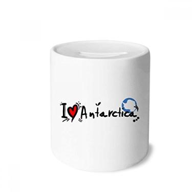 Imagem de DIYthinker I Love Antártica Bandeira da Palavra Amor Ilustração Coração Caixa Dinheiro Caixa Cerâmica Porta-Moedas Presente