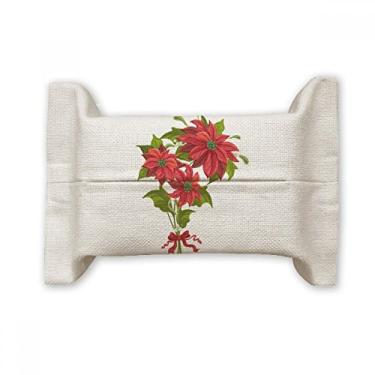 Imagem de Buquê de Poinsétia de flores de Natal vermelho para lenços de papel para lenços faciais saco de linho de algodão