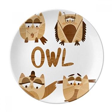 Imagem de Chapéu de vidro de sino, placa de coruja, decoração de porcelana, louça, louça de jantar