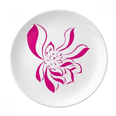 Imagem de Prato de planta de flor de lótus rosa com folha de lótus decorativa de porcelana Salver louças