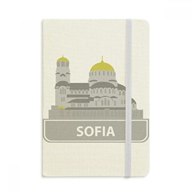 Imagem de Caderno com estampa de marco cinza Sofia Bulgaria oficial de tecido capa dura clássico diário