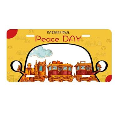 Imagem de DIYthinker Placa de licença de desenho animado Trenzinho Grã-Bretanha, cultura country, etiqueta para decoração de carro, dia