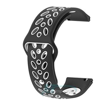 Imagem de Pulseira 20mm Sport V3 para Samsung Galaxy Watch Active 44mm 40mm - Galaxy Watch 3 41mm - Galaxy Watch 42mm - Amazfit GTR 42mm - MARCA LTIMPORTS (Preto/Branco)