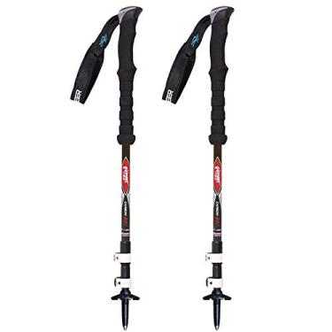 Imagem de Bastões de caminhada – Bastões de caminhada fortes e ajustáveis de fibra de carbono – Travas leves de ajuste rápido expansível até 53.1 com cabo de espuma de EVA para caminhadas, acampamento (conjunto com 2)