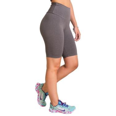Imagem de Bermuda Shorts Cinza Fitness Feminina Suplex Cintura Alta