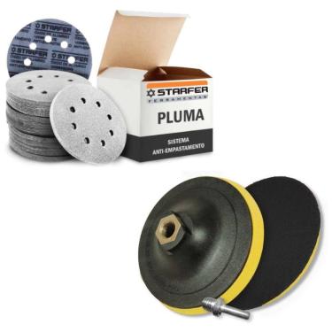 Imagem de Kit Base Disco de Lixa 125mm x M14 E 10 Disco de Lixa Branco Grão 600