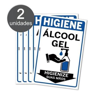 Imagem de Placa De Aviso Higiene Alcool Gel Higienize Suas Maos C/2 Unidades - L