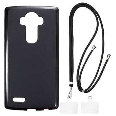 Imagem de Shantime Capa LG G4 + cordões universais para celular, pescoço/alça macia de silicone TPU capa protetora para LG G4 (5,5 polegadas)