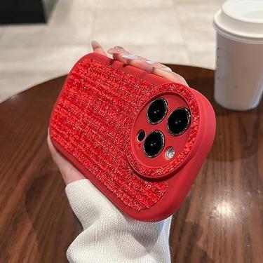 Imagem de Capa de telefone de tecido peludo de pelúcia para iPhone 14 11 12 13 Pro Max XR XS Max Plus Estética Lattice Soft Cover, T6, para iphone XR