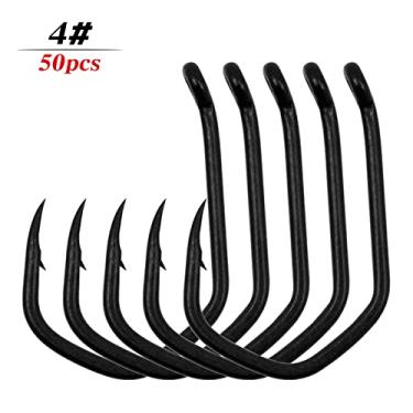 Imagem de Anzóis de aço de alto carbono,50 peças ganchos de pesca de aço de alto carbono ganchos farpados ganchos extra fortes