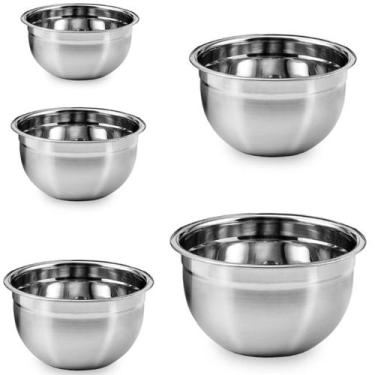 Imagem de Conjunto De Tigelas 5 Peças Mixing Bowl Em Aço Inox 18, 22, 26, 28 E 3