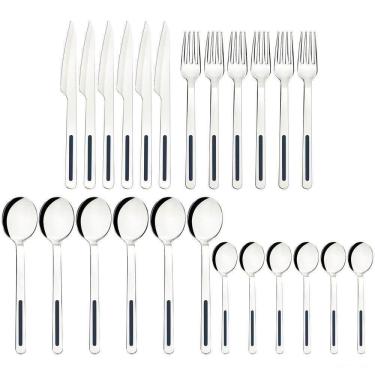 Imagem de Faqueiro Tramontina Vik Em Aço Inox Com Detalhes Em Polipropileno ônix 24 Peças Tramontina