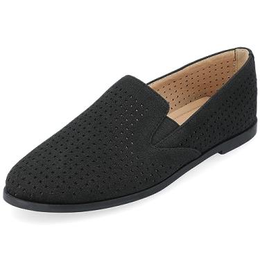 Imagem de Mocassim feminino Journee Lucie Tru confortável de espuma sem cadarço e bico amêndoa, Preto, 36