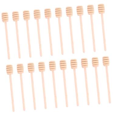 Imagem de Hoement Agitador De Mel De Madeira 25 Peças Palitos De Servidor Colheres De Agitação De Chocolate Colheres De Madeira Agitador De Xarope Conchas De Mel Varinhas De Mel Espalhador