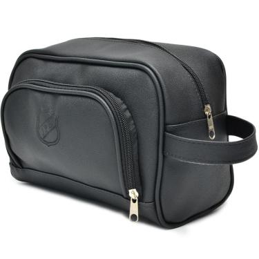 Imagem de Necessaire Bolsa Lisa Divisórias Feminina Masculina Estojo Organizador Zíper Viagem Dia a Dia