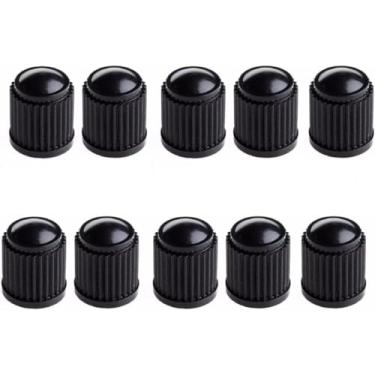 Imagem de Tampa Válvula Bico Pneu Preto Carro Moto Plástico - Kit com 10 unidades