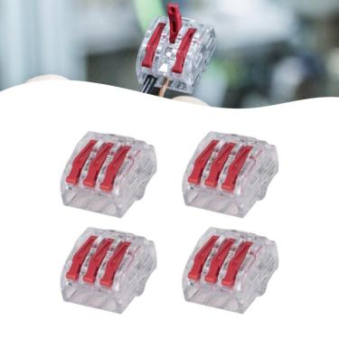 Imagem de Kit 4 Conector Reutilizável P/ Emenda de Fios 3 Polos HCRN-3