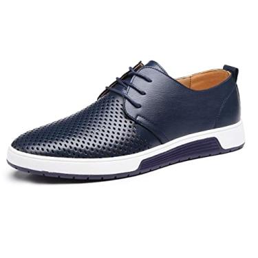 Imagem de BSROT Sapato Oxford casual masculino com cadarço confortável tênis fashion, Lk azul-marinho, 11