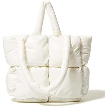 Imagem de Bolsa de ombro grande com baiacu, moderna e luxuosa, chique, acolchoada de algodão, sacola feminina, sacola macia de inverno, bolsa de travesseiro de nylon para baixo, bolsas femininas e bol