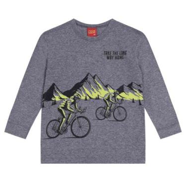 Imagem de Camiseta Menino Kyly Manga Longa Algodão Mescla Bicicleta