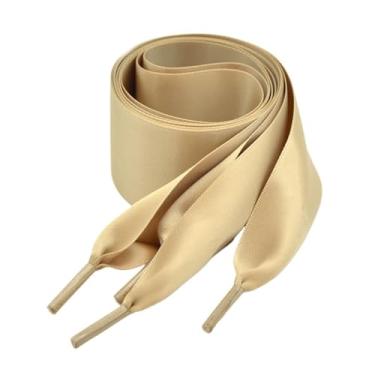 Imagem de Wide Flat Satin Ribbons Laces Polyester Laces Sneakers Sneakers Lace Color Laces Multicolor Laces (Color : Khaki, Size : 100cm)