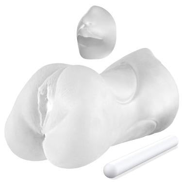 Imagem de Bonecas sexuais masturbadoras masculinas de buceta de bolso 3 em 1, bonecas sexuais de brinquedo de Stroker de bolso masculinas, boca texturizada realista, vagina e ânus apertado, garganta profunda, brinquedos sexuais adultos orais para homens, masturbação (Transparente)