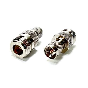 Imagem de GIZWIZ Adaptador coaxial RF mini plugue macho UHF para conector fêmea N, pacote com 2 peças