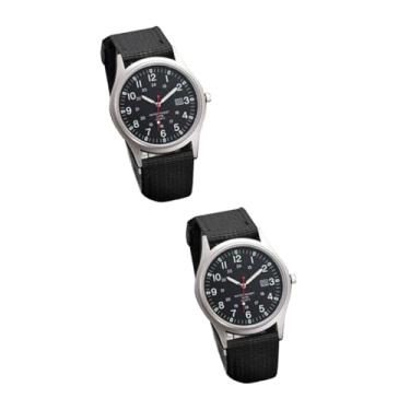 Imagem de 2 peças relógio de pulso para homens Correa para Hombre pulseiras para relógios masculinos Reloj Deportivo para Hombre Relógio de lona com pulseira de relógio para homens Relógio masculino Homem espor