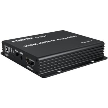 Imagem de Extensor KVM IP de 200M, sobre RJ45 cat5e/6 1080P HDMI USB KVM Ethernet Extender um para muitos por Gigabit Switch Suporte para Mouse Teclado Suporte para função de tela sensível ao toque (RX)