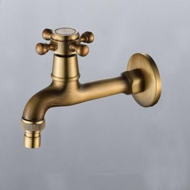 Imagem de Torneira montada na parede de bronze única pia fria torneira de água do vintage para máquina de lavar do banheiro pia mop piscina jardim ao ar livre, máquina de lavar roupa l